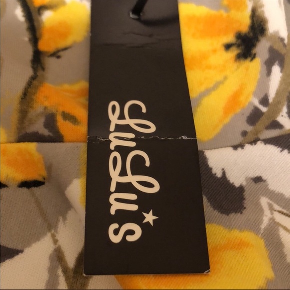 Lulus Grey and Yellow Floral Print Skater Dress Size Medium - Picture 5 of 8